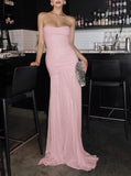Niulatu Mermaid Pink Long Prom Dresses Formal Graduation Party Dress Evening Dress HZ1103