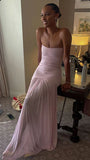 Niulatu Mermaid Pink Long Prom Dresses Formal Graduation Party Dress Evening Dress HZ1103