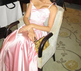 Niulatu Spaghetti Straps A Line Prom Dress Satin Pink Long Bridesmaid Dresses HZ1103