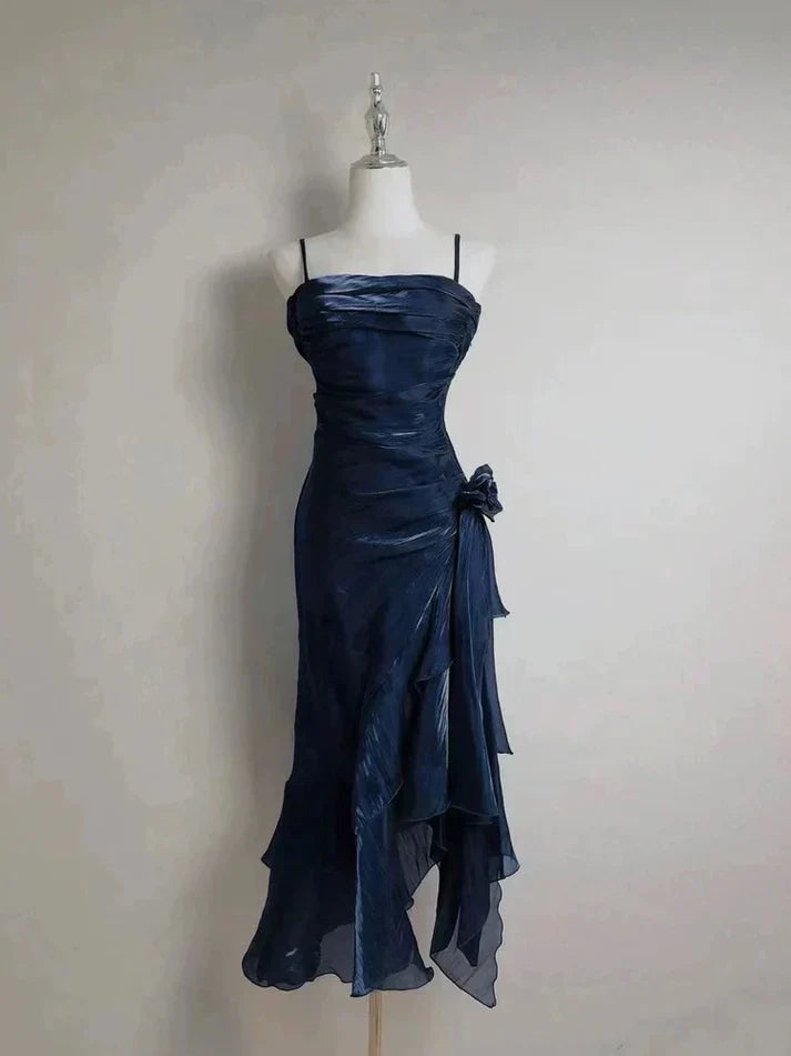 Niulatu Spaghetti Straps Chiffon Satin Ruffled Prom Dresses Fairytale Party Dresses HZ1026