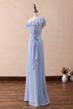Niulatu A-Line One-Shoulder Ruffled Chiffon Long Bridesmaid Dress Prom Dress HZ1103
