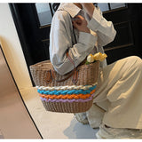 Niulatu striped straw bag beach seaside holiday large capacity handbag HZ1103
