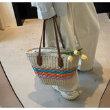 Niulatu striped straw bag beach seaside holiday large capacity handbag HZ1103