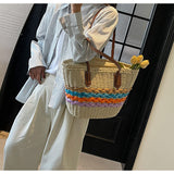 Niulatu striped straw bag beach seaside holiday large capacity handbag HZ1103