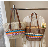 Niulatu striped straw bag beach seaside holiday large capacity handbag HZ1103