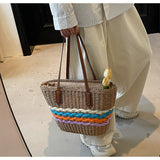 Niulatu striped straw bag beach seaside holiday large capacity handbag HZ1103