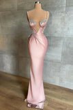 Niulatu Spaghetti-Straps Mermaid Satin Prom Dress Sleeveless With Appliques HZ1103