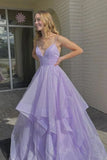 Niulatu Elegant A-line V-neck Spaghetti Strap Tulle Long Prom Dress HZ1103