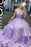 Niulatu Elegant A-line V-neck Spaghetti Strap Tulle Long Prom Dress HZ1103