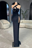 Niulatu Velvet Long Prom Dress Mermaid Sleeveless with Beads HZ1103