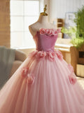Niulatu A-Line Strapless Velvet Tulle Long Prom Dress, Sweet 16 Princess Dress HZ1103