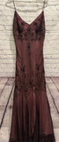 Niulatu Evening Dresses ?? Blue Satin Spaghetti Straps Coffee Chiffon Long Prom Dresses with Beading HZ1026