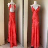 Niulatu A-Line Evening Dress Satin Spaghetti Straps Green Vintage Backless Long Prom Dresses HZ1026