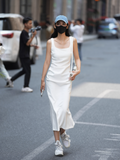 Niulatu Sleeveless Square Neck Suspender Dress HZ1103