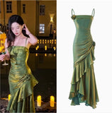 Niulatu Satin Prom Dress for Quinceanera&Party-Fairytale A-line Straps Evening Gown for Birthday HZ1103