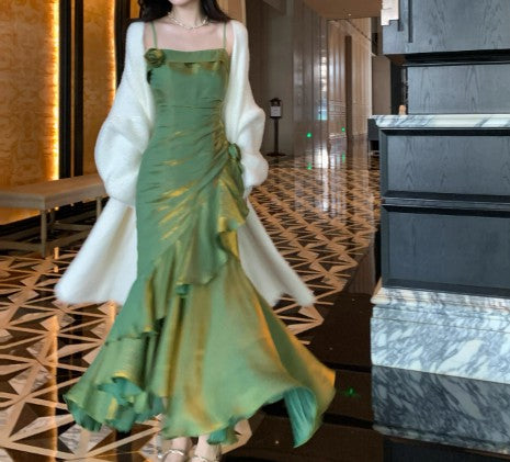 Niulatu Satin Prom Dress for Quinceanera&Party-Fairytale A-line Straps Evening Gown for Birthday HZ1103