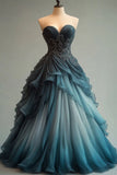 Niulatu Sweetheart Neck Tulle Beaded Long Prom Dress Elegant Quincea?era Dress HZ1103
