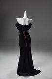 Niulatu Mermaid Off-the-shoulder Velvet Long Prom Dress, Elegant Evening Dress HZ1026