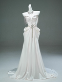 Niulatu Satin A-line Sweetheart Beaded Long Prom Dress, Elegant Adult Ceremony Graduation Prom Dress HZ1103