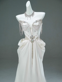 Niulatu Satin A-line Sweetheart Beaded Long Prom Dress, Elegant Adult Ceremony Graduation Prom Dress HZ1103
