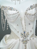Niulatu Satin A-line Sweetheart Beaded Long Prom Dress, Elegant Adult Ceremony Graduation Prom Dress HZ1103