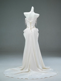 Niulatu Satin A-line Sweetheart Beaded Long Prom Dress, Elegant Adult Ceremony Graduation Prom Dress HZ1103