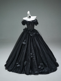 Niulatu A-line Off-the-Shoulder Tulle 3D Applique Long Prom Dress,Adult Ceremony Graduation Prom Dress HZ1103