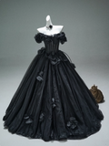 Niulatu A-line Off-the-Shoulder Tulle 3D Applique Long Prom Dress,Adult Ceremony Graduation Prom Dress HZ1103