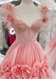 Niulatu A-Line Off the Shoulder Lace Tulle Long Prom Dress, Sweet 16 Dress HZ1103