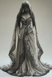 Niulatu A-Line V-neck Lace Appliqu¨¦ Long Prom Dress with Veil Wedding Dress HZ1103