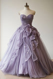 Niulatu A-Line Sweetheart Tulle Applique Long Prom Dress Sweet Evening Dress HZ1103