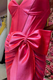Niulatu Straps V-Neck Satin Mermaid Prom Dress with Bow HZ1103