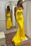 Niulatu Mermaid Scoop Neck Pink Satin Long Prom Dress HZ1103