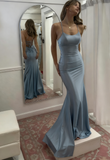 Niulatu Mermaid Scoop Neck Pink Satin Long Prom Dress HZ1103