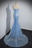 Niulatu Mermaid Sequin Sheer Straps Scalloped Long Prom Dress HZ1103