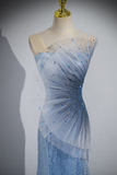Niulatu Mermaid Sequin Sheer Straps Scalloped Long Prom Dress HZ1103