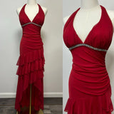 Niulatu A-line Halter V Neck Chiffon Backless Prom Dress,Bridesmaid Dress With Ankle Length HZ1103