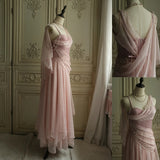 Niulatu Prom Dresses Under $180||Lovely Pink ??Chiffon Prom Dress Princess Pearls Spaghetti Straps Evening Dresses HZ1026