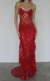 Niulatu Mermaid Spaghetti Straps Tulle Lace Long Prom Dress Sexy Birthday Dress HZ1103