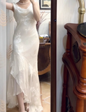 Niulatu Chiffon Beaded Long Prom Dress Simple Mermaid Wedding Dress HZ1103