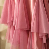 Niulatu A-line Pink Spaghetti Strap Satin Applique Retro Prom Dress Birthday Party Dress HZ1103