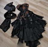 Niulatu A-line Pink Spaghetti Strap Satin Applique Retro Prom Dress Birthday Party Dress HZ1103