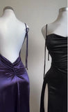 Niulatu Blue Spaghetti Strap Bodycon Satin Elegant Prom Dresses Backless Party Dresses HZ1026