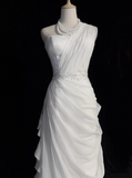 Niulatu Bodycon Satin Tulle Long Prom Dress Simple Wedding Dress HZ1103