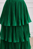 Niulatu Green A-line Chiffon Strapless Layers Long Prom Dress Formal Evening Dress HZ1103