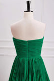 Niulatu Green A-line Chiffon Strapless Layers Long Prom Dress Formal Evening Dress HZ1103