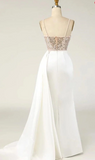Niulatu Satin Spaghetti strap Sweetheart Sequined Beaded Long Prom Dress Gorgeous Evening Dress HZ1103