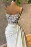Niulatu Satin Spaghetti strap Sweetheart Sequined Beaded Long Prom Dress Gorgeous Evening Dress HZ1103