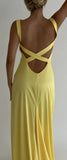 Niulatu Mermaid V Neck Yellow Backless Long Prom Dress HZ1103