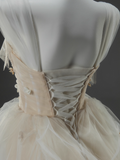 Niulatu A-line Straps Tulle Long Prom Dress Simple Applique Wedding Dress HZ1103